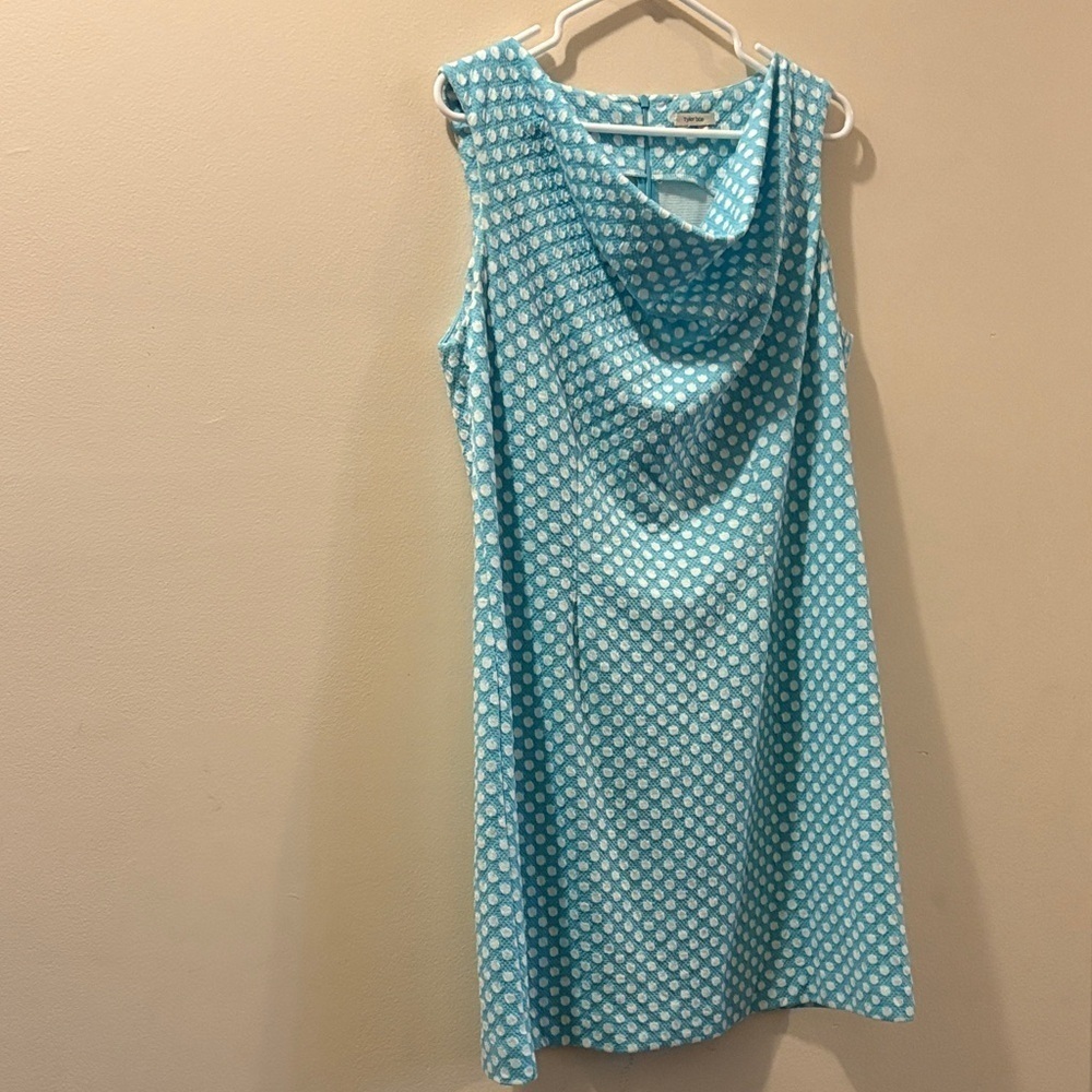 Tyler Boe blue with white polka dot Sleeveless Cowl Neck dress - L / XL